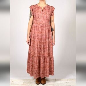 Rust Colored Boho Tiered Maxi Dress,
Lined and flowy, size large